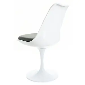 White Tulip Dining Chair with Grey PU Cushion