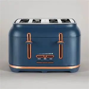 Dunelm Matt Navy Copper Kettle And Toaster Set, Blue/Brown, Stainless Steel