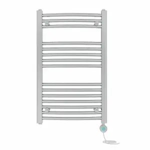 Right Radiators Prefilled Thermostatic Electric Heated Towel Rail Curved Bathroom Ladder Warmer - Chrome 800x500 mm