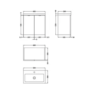 Fusion 600mm Wall Mount Vanity Unit Gloss White