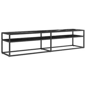 Berkfield TV Cabinet Black Marble 180x40x40.5 cm Tempered Glass