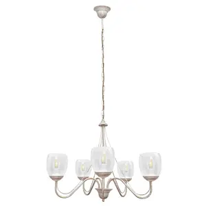 Luminosa Allena Multi Arm Pendant Ceiling Light White, Gold, Transparent 50cm