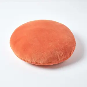 Homescapes Burnt Orange Velvet Cushion, 40 cm Round