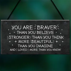 Red Ocean Braver Stronger Beautiful Friendship Sign Hanging Wall Decor Best Friend Gift Motivational Inspirational Sign