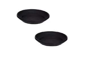 2 x 20cm Plant Pot Saucer Small Venetian Black Colour Plastic Plant Saucer Dish