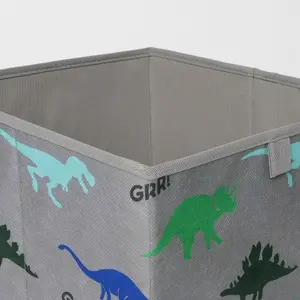 Pack of 2 x Dinosaur Print Cube  Storage Boxes