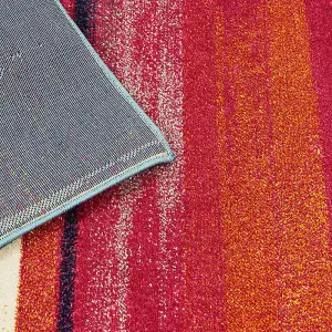 Stripe Multi Funky Modern Jute Backing Rug for Living Room Bedroom and Dining Room-200cm X 290cm