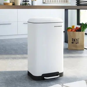 Kitchen 30 Litre Step On Rubbish Bin White