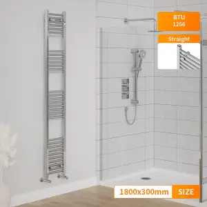 Right Radiators 1800x300 mm Straight Heated Towel Rail Radiator Bathroom Ladder Warmer Chrome