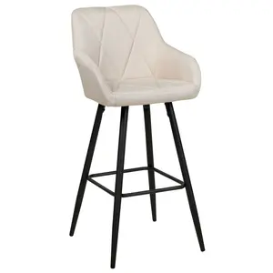 Set of 2 Bar Chairs DARIEN Light Beige