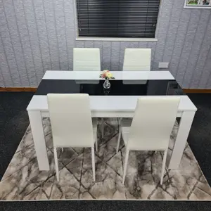 Kitchen Dining Set for 4 Wooden Dining Table and 4 White chairs Dining set for 4 Kosy Koala