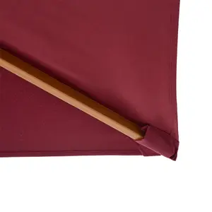 Outsunny Wooden Garden Parasol Sun Shade Patio Umbrella Canopy Wine Red