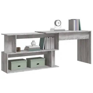 Berkfield Corner Desk Grey Sonoma 200x50x76 cm Engineered Wood