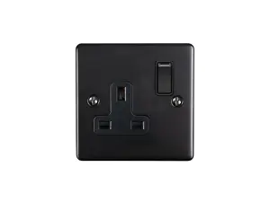 SHPELEC Premium Round Edge Matt Black 1 Gang 13A DP Switched Socket