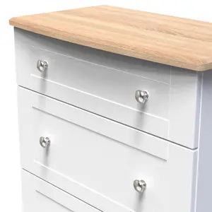 Sussex Ready assembled White & oak 3 Drawer Chest (H)882mm (W)765mm (D)415mm