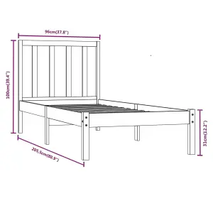 Berkfield Bed Frame White Solid Wood Pine 90x200 cm