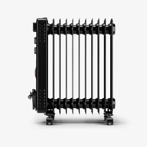 Pro Breeze 2500W Compact Oil Filled Radiator Heater with 11 Fins and Thermostat Control - Black