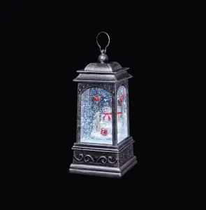 Silver effect Snowman Metal & plastic Lantern, (W) 9cm x (D) 9cm