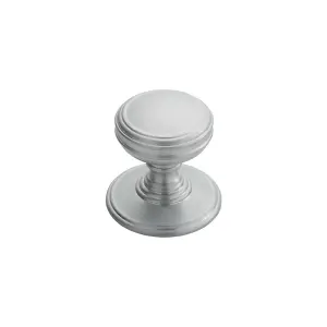 2x Ringed Tiered Cupboard Door Knob 38mm Diameter Satin Chrome Cabinet Handle