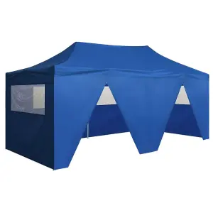 Berkfield Professional Folding Party Tent with 4 Sidewalls 3x6 m Steel Blue