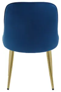 Interiors by Premier Luxe Midnight Velvet Dining Chair, Mid-Century Modern Blue Velvet Dining Chairs, Comfortable Dining Chair