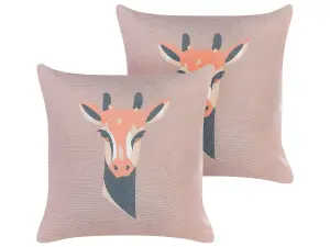 Set of 2 Cushions CANDELABRA 45 x 45 cm Animal Pink