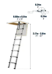 Werner Aluminium Telescopic Loft Ladder 2.6m