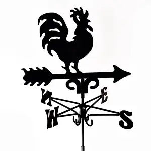 Traditional Cockerel Weathervane - Steel - L39 x W39 x H93 cm - Black