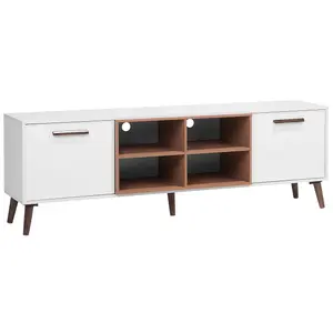 Beliani Retro TV Stand White ALLOA