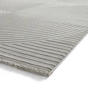 Grey Optical 3D Washable Modern Abstract Dining Room Bedroom & Living Room Rug-160cm X 230cm