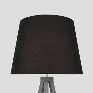 ValueLights Modern Grey Wood Tripod Design Floor Lamp With Black Shade