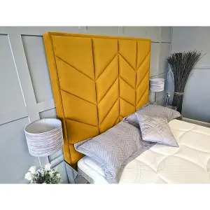 Alino Plush Velvet Mustard TV Bed Frame