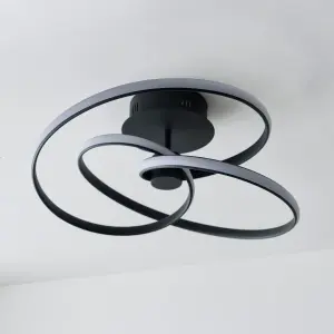 Anson Lighting Keena Sand Black Integrated LED Semi Flush Ceiling Fitting