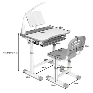 Costway Height Adjustable Kids Study Desk & Chair Set Children Drawing Table W/ Lamp