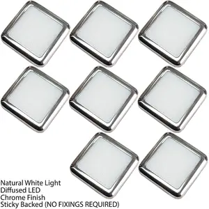 Square LED Plinth Light Kit 8 NATURAL WHITE Spotlights Kitchen Bathroom Panel