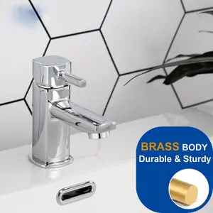 BATHWEST Cloakroom Sink Tap Chrome Brass Basin Tap Bathroom Tap Basin Mixer Taps with Waste Faucet