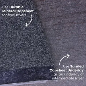 Premium Torch-On Heavy Duty Roofing Felt - Durable Mineral Capsheet - SBS Modified Bitumen Membrane 8m Roll x 1m Wide Black