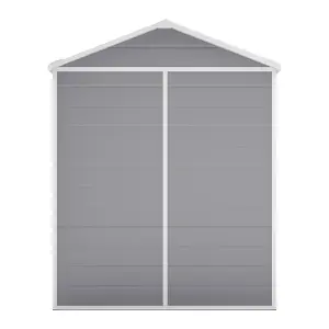 6x4 ft Grey Apex Roof Garden Metal Storage Tool Shed with Floor and Window