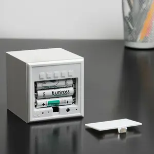 Sleek & Chic Modern Digital Wood Electric Alarm Tabletop Clock White/White