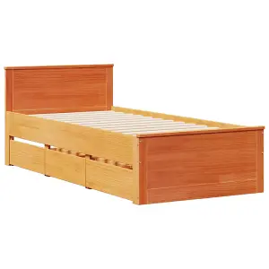 Berkfield Bookcase Bed without Mattress Wax Brown 75x190 cm Small Single Solid Wood Pine