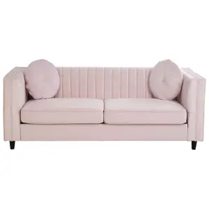 Interiors by Premier Farah 3 Seat Pink Velvet Sofa