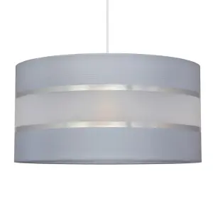 Luminosa Helen Cylindrical Pendant Ceiling Light Grey, Silver 40cm