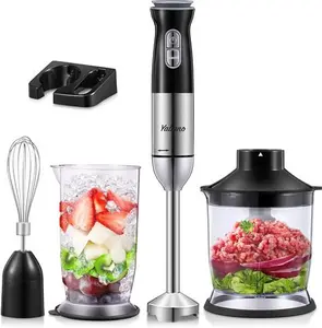 5 in 1 Stick Hand Blender Set For Kitchen, 12 Speed Stainless Steel Immersion Chopper, Beaker, Electric Whisk, For Smoothies, Soups, Sauces, Baby