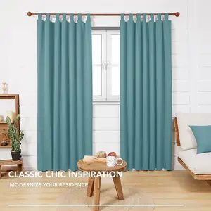 Deconovo Super Soft Window Treatments Energy Saving Blackout Thermal Tab Top Curtains for Boys Room Sky Blue 42 x 63 Inch One Pair