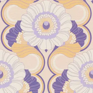 AS Creation 70's Retro Floral Chic Purple Wallpaper Textured Paste The Wall