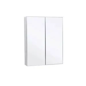 Nes Home 600 mm 2 Door Mirror Cabinet White Bathroom Wall Mounted Cupboard McCann