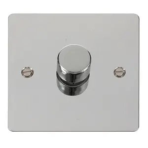 Flat Plate Polished Chrome 1 Gang 2 Way LED 100W Trailing Edge Dimmer Light Switch - SE Home