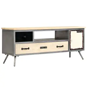 Berkfield TV Cabinet Solid Mango Wood and Steel 120x30x45 cm