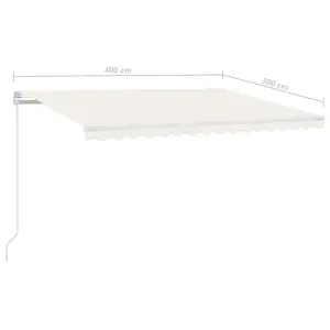 Berkfield Manual Retractable Awning with LED 400x300 cm Cream