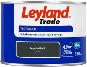 Leyland Trade Vinyl Matt Walls & Ceilings Emulsion Paint Graphite Black (RAL 9011) 350ml Tester